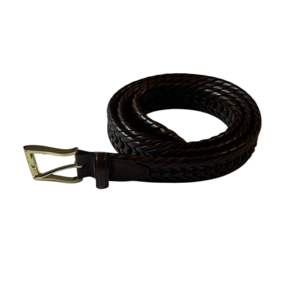Men's Brown Braided Weave Leather Belt EUC Office Business casual